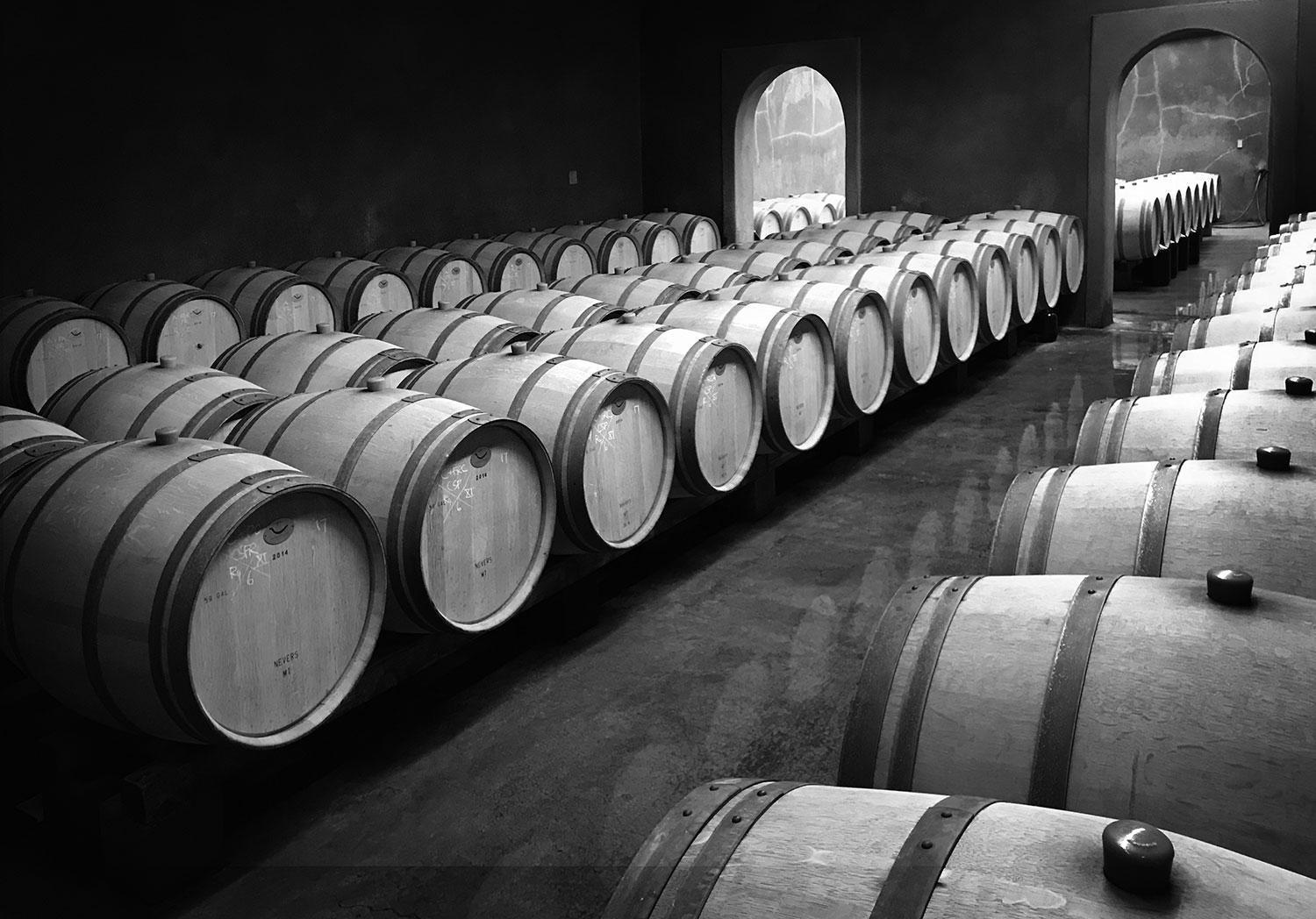 A barrel room.
